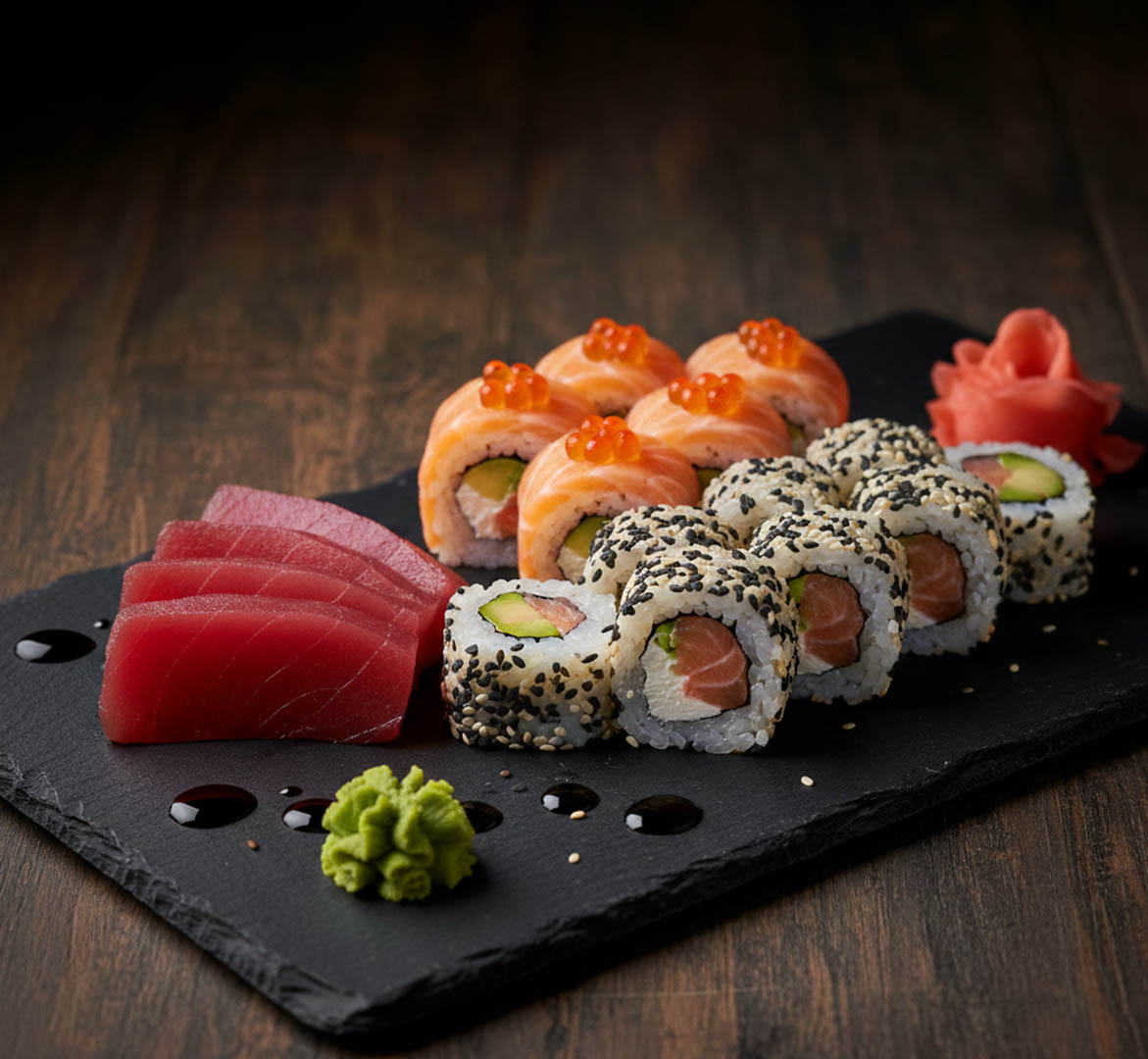 Sushis e sashimis variados