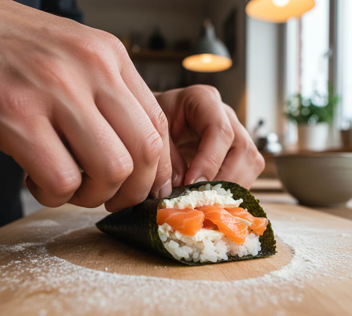 Preparo artesanal do temaki